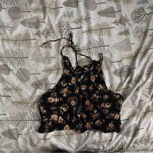 Floral Black and Brown Women's Top